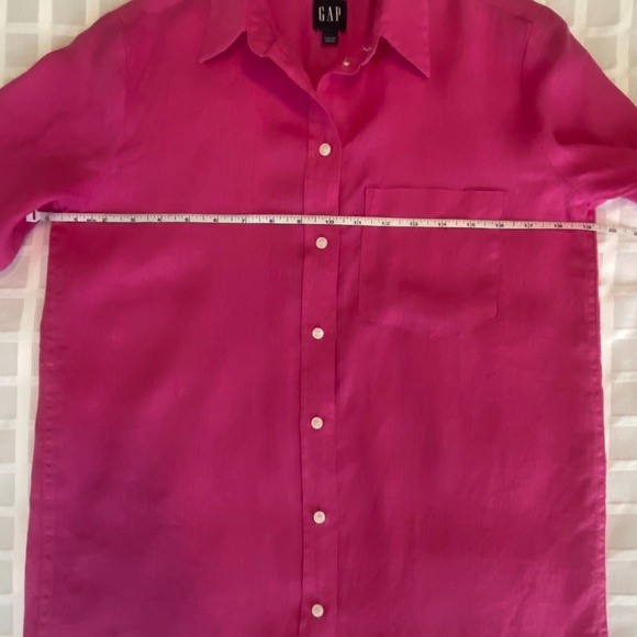 100% Linen Oversized Button Down Shirt Bright Pink Excellent Condition - Picture 5 of 11